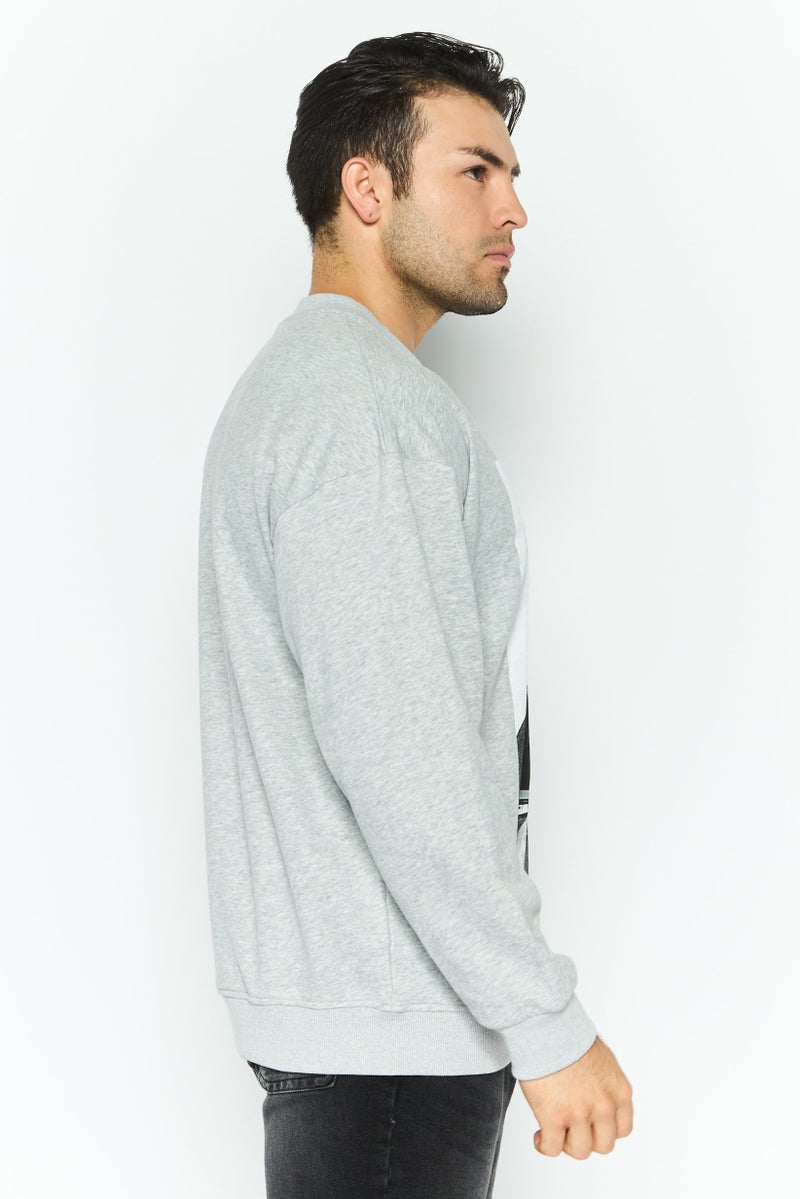 ELVIS سويت شيرت رجالي بأكمام طويلة وطباعة جرافيك، رمادي - Image 4